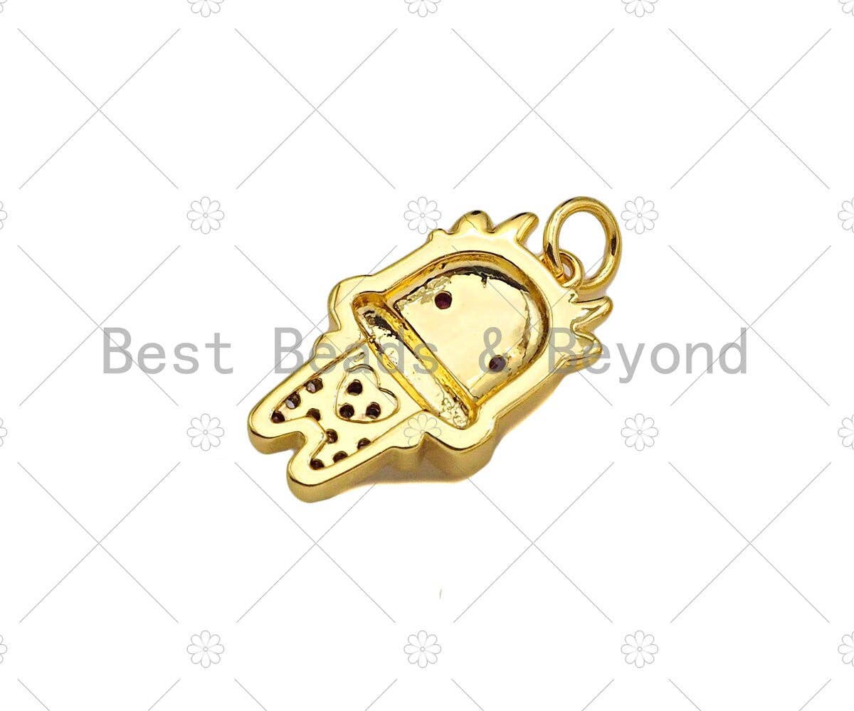 Gold Filled CZ Micro Pave Cute Cows Shape Pendant, 18K Gold Filled Cow Charm, Necklace Bracelet Charm Pendant, 9x15mm, Sku#Y452
