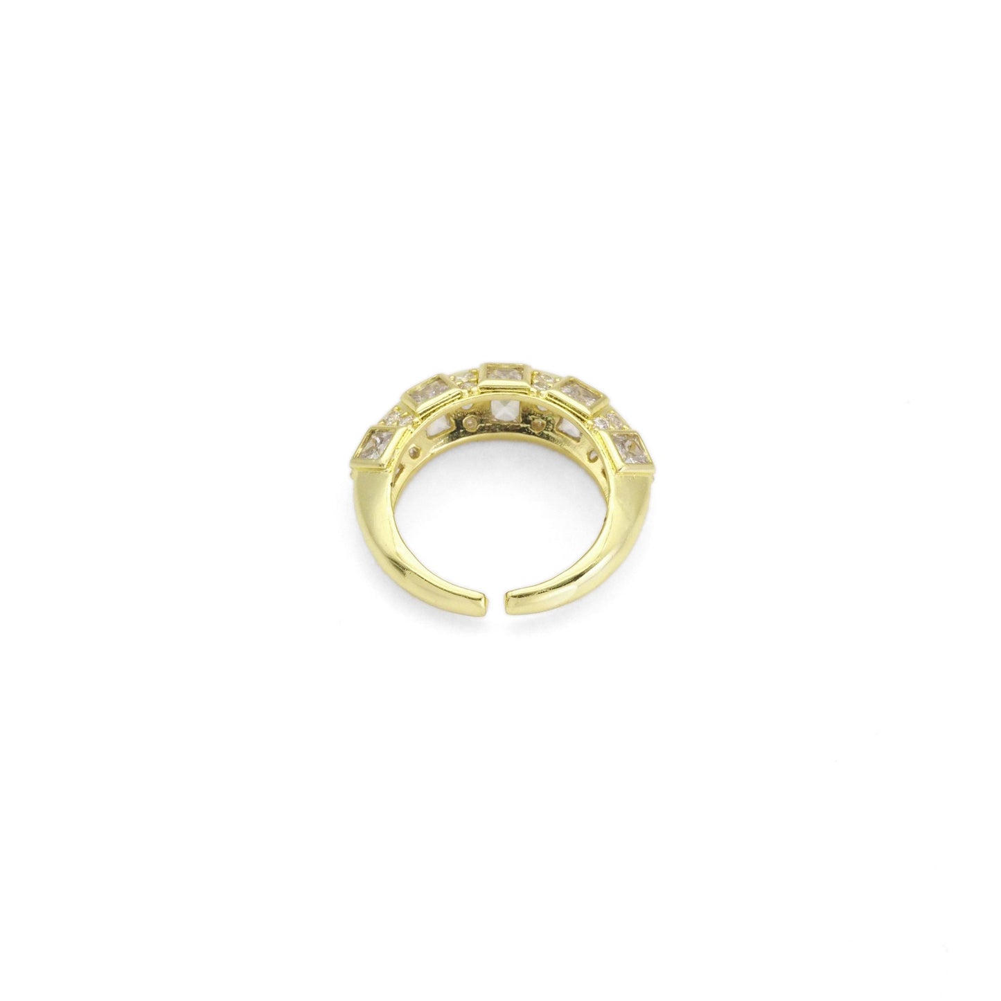 Gold Silver Clear CZ Dome Adjustable Ring, Sku#B369