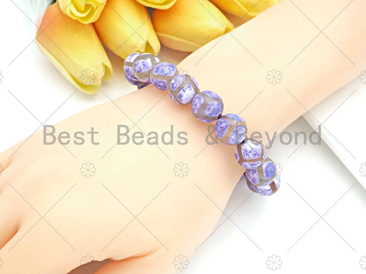 Natural Purple Tibetan Agate Stretchy Bracelet, sku#U1124