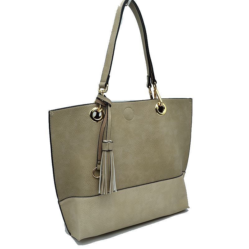 2 n1 Vegan Tote Handbag Pouch Faux Leather Tote Bag