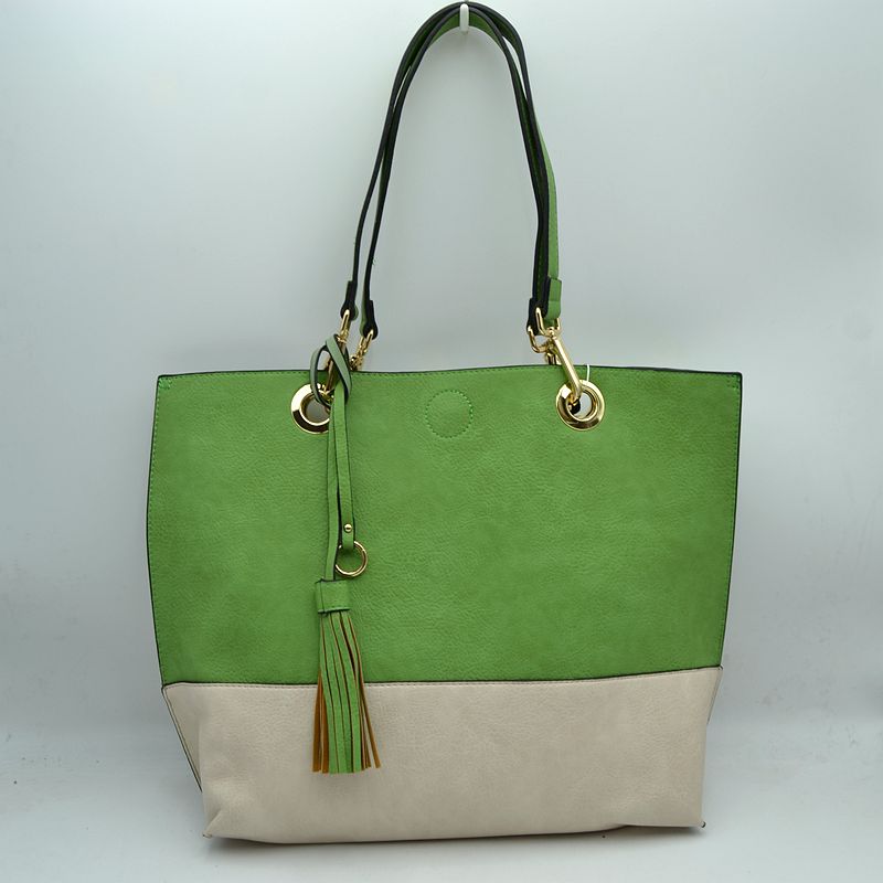 2 n1 Vegan Tote Handbag Pouch Faux Leather Tote Bag