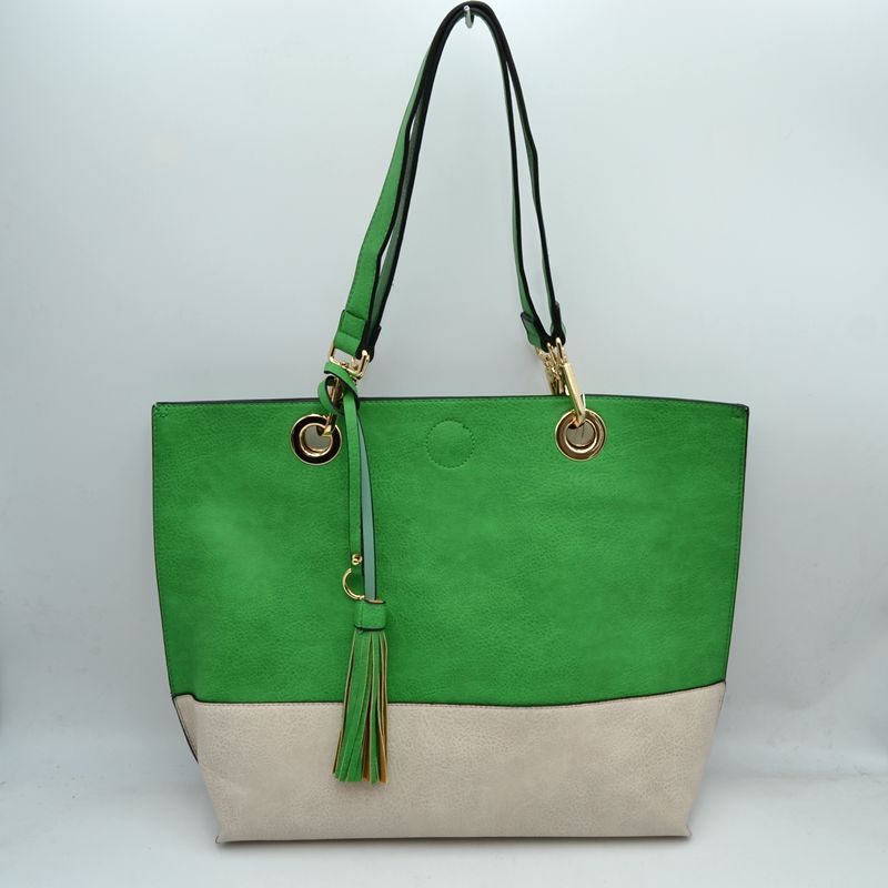 2 n1 Vegan Tote Handbag Pouch Faux Leather Tote Bag