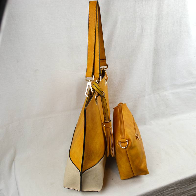 2 n1 Vegan Tote Handbag Pouch Faux Leather Tote Bag