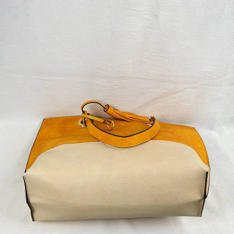 2 n1 Vegan Tote Handbag Pouch Faux Leather Tote Bag