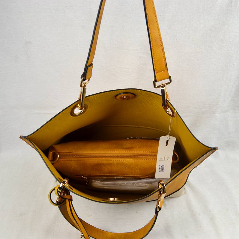 2 n1 Vegan Tote Handbag Pouch Faux Leather Tote Bag