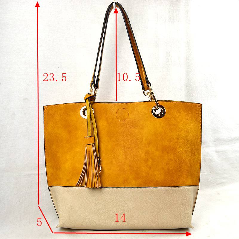 2 n1 Vegan Tote Handbag Pouch Faux Leather Tote Bag