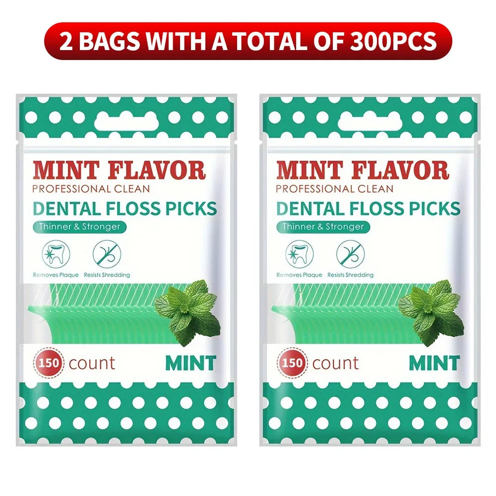 450pcs Adult Mint Flavored Dental Floss Picks Ultra-Fine Portable Flossing Sticks Toothpick Thread for Home And Travel Oral Care
