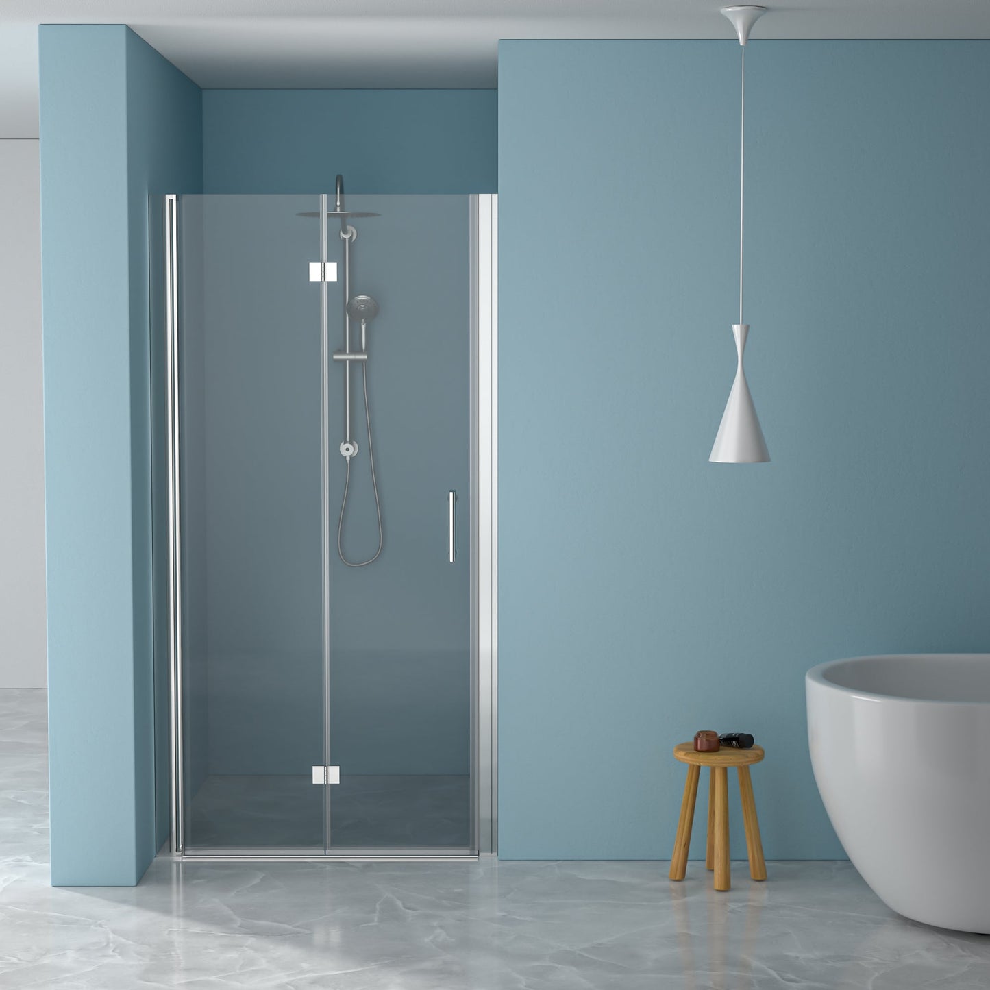 34"W x 72"H Frameless Shower Door with Tempered Glass