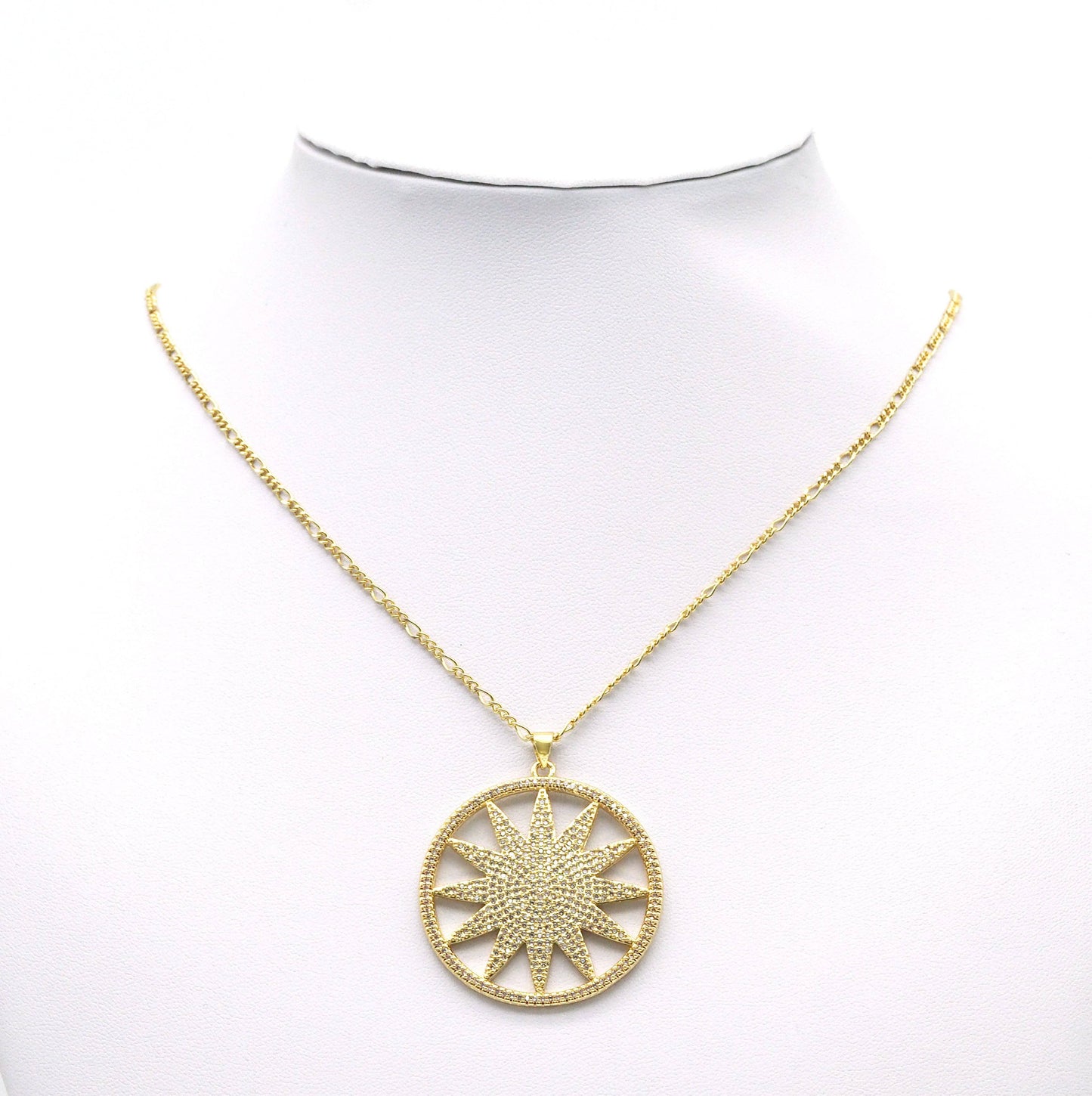 Gold CZ North Star Coin Charm, Sku#LK677