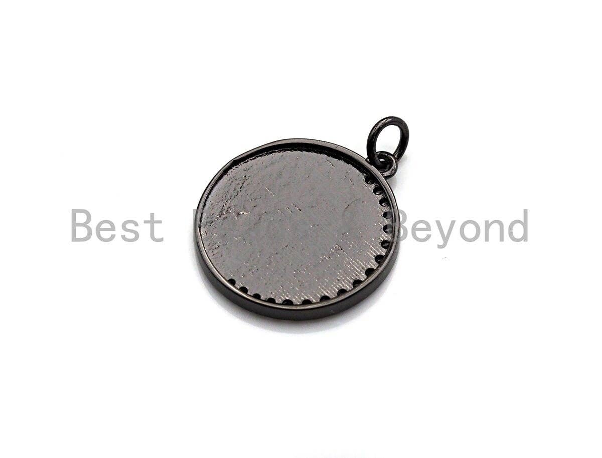 Enamel Crescent Moon Round Coin Pendant,CZ Micro Pave Oil Drop pendant, Enamel pendant,Enamel Jewelry,18x21mm,sku#F1036