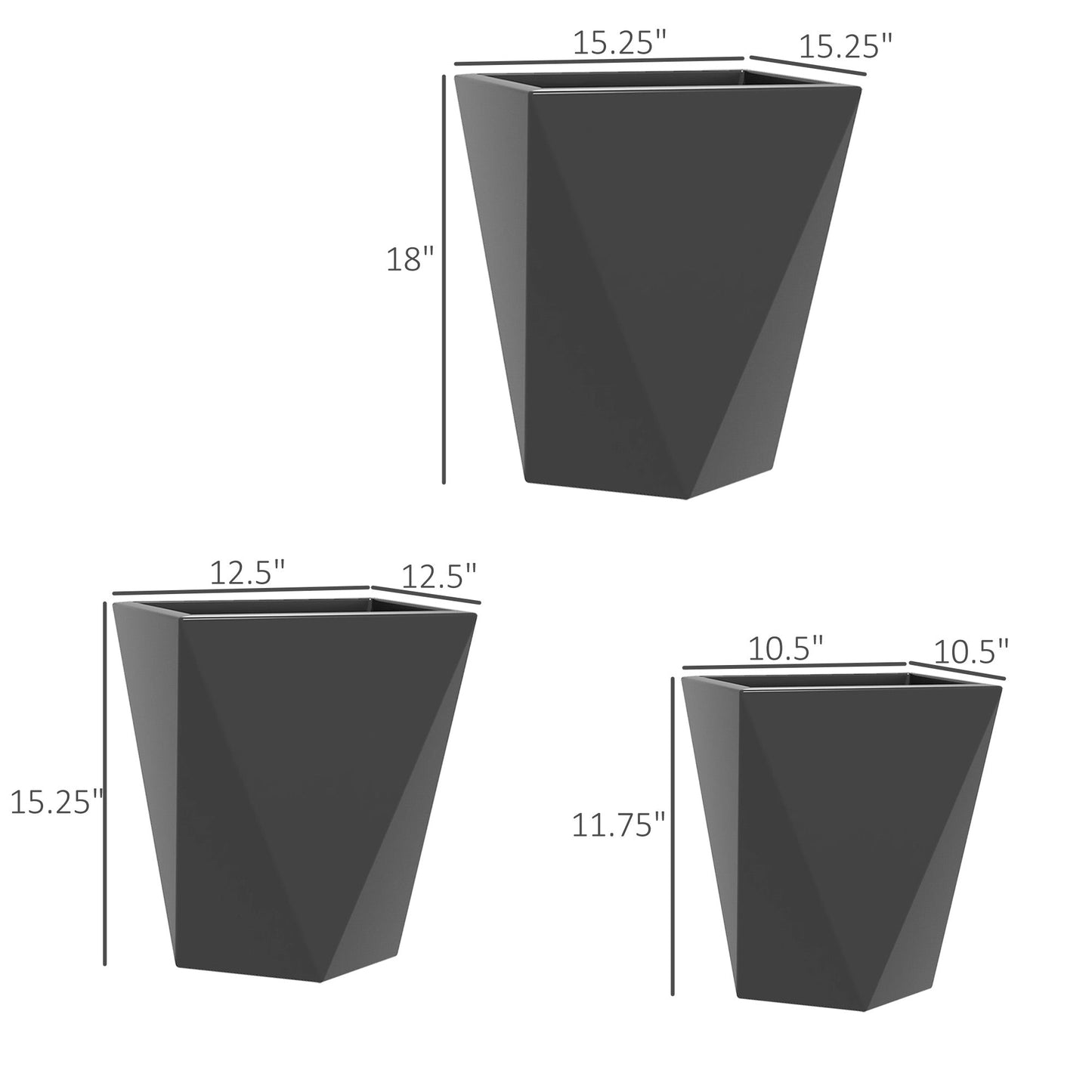 Outsunny Set of 3 Tall Planters