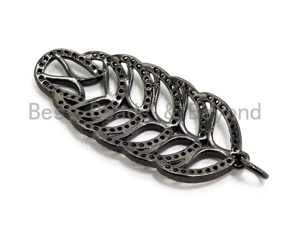 CZ Micro Pave Leaf Pendant/Charm, CZ/Micro Pave Cubic Zircon