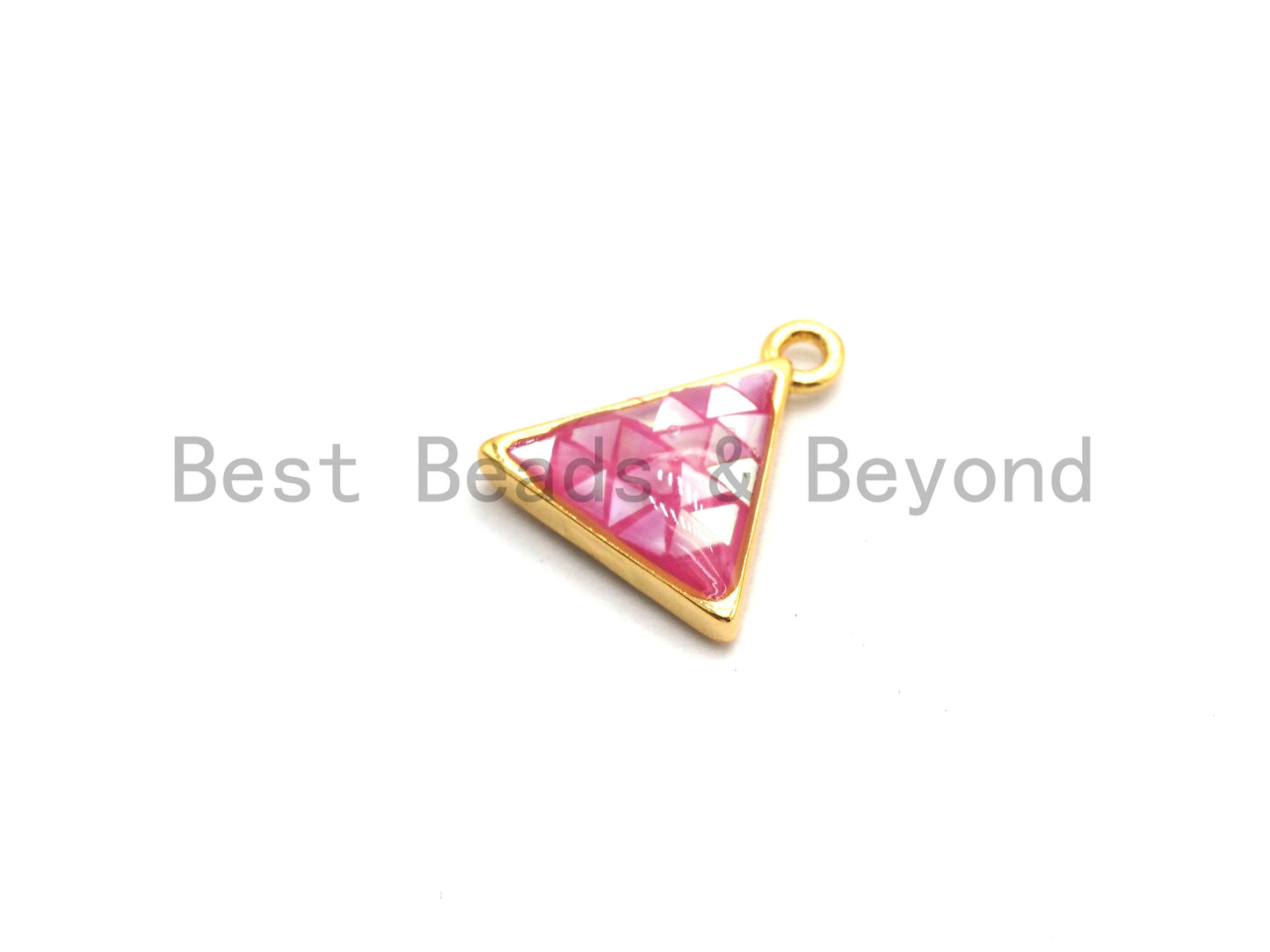 100% Natural Pink Color Shell in Triangle Shape-Gold/Silver Pink Shell Charm-Fuchsia Shell Charm, Shell Beads, 11x12mm,SKU#Z309
