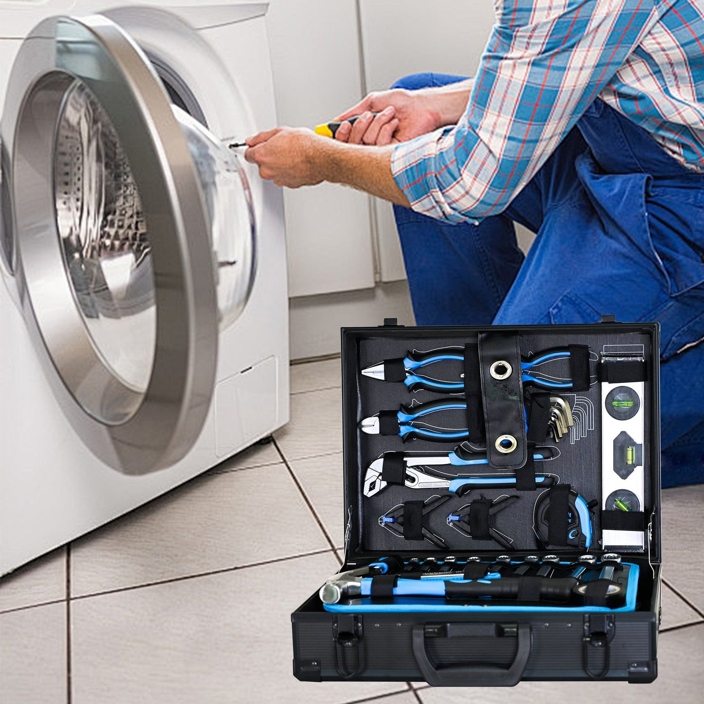 Combined Maintenance Tool Suitcase - 247 Pieces of Basic Home Maintenance Tool Set