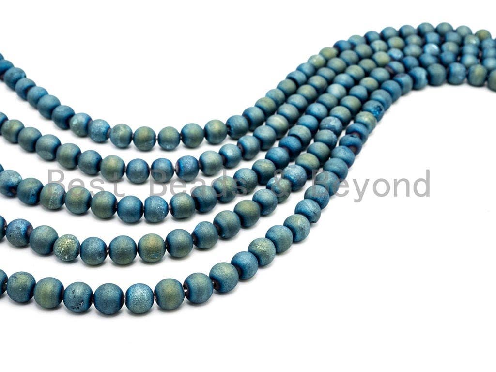 Druzy Peacock Green Plated Agate beads, 6mm/8mm/10mm/12mm Round Smooth Matte beads,Natural Agate Druzy Round Beads, 15.5inch strand, SKU#U54