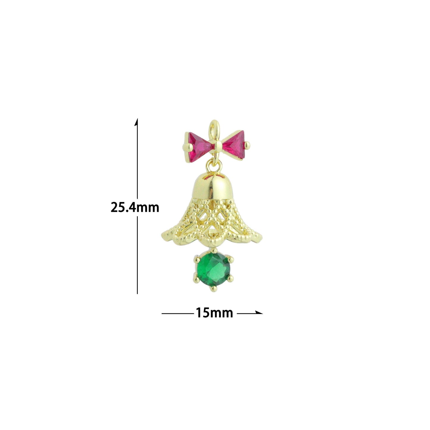 CZ Gold Silver Christmas Bell Charm Pendant,Sku#A481
