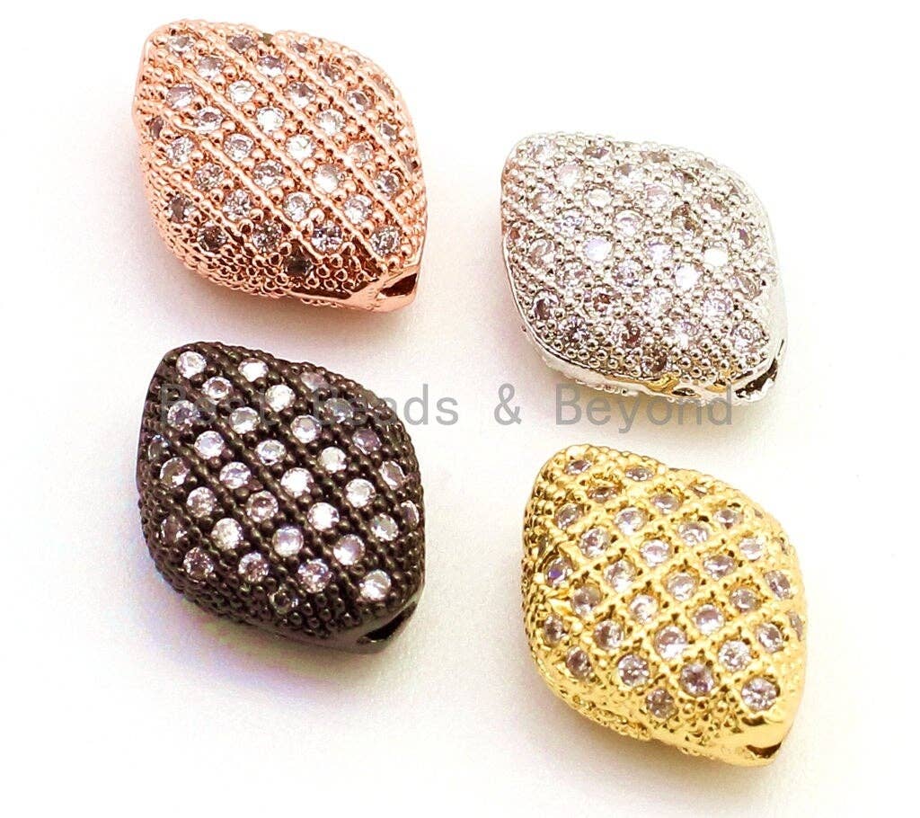 CZ Micro Pave Puffy Marquise Spacer Beads with Clear Crystal for Bracelet/Necklace,Cubic Zirconia Beads,Bracelet Charms,11mm,sku#G29