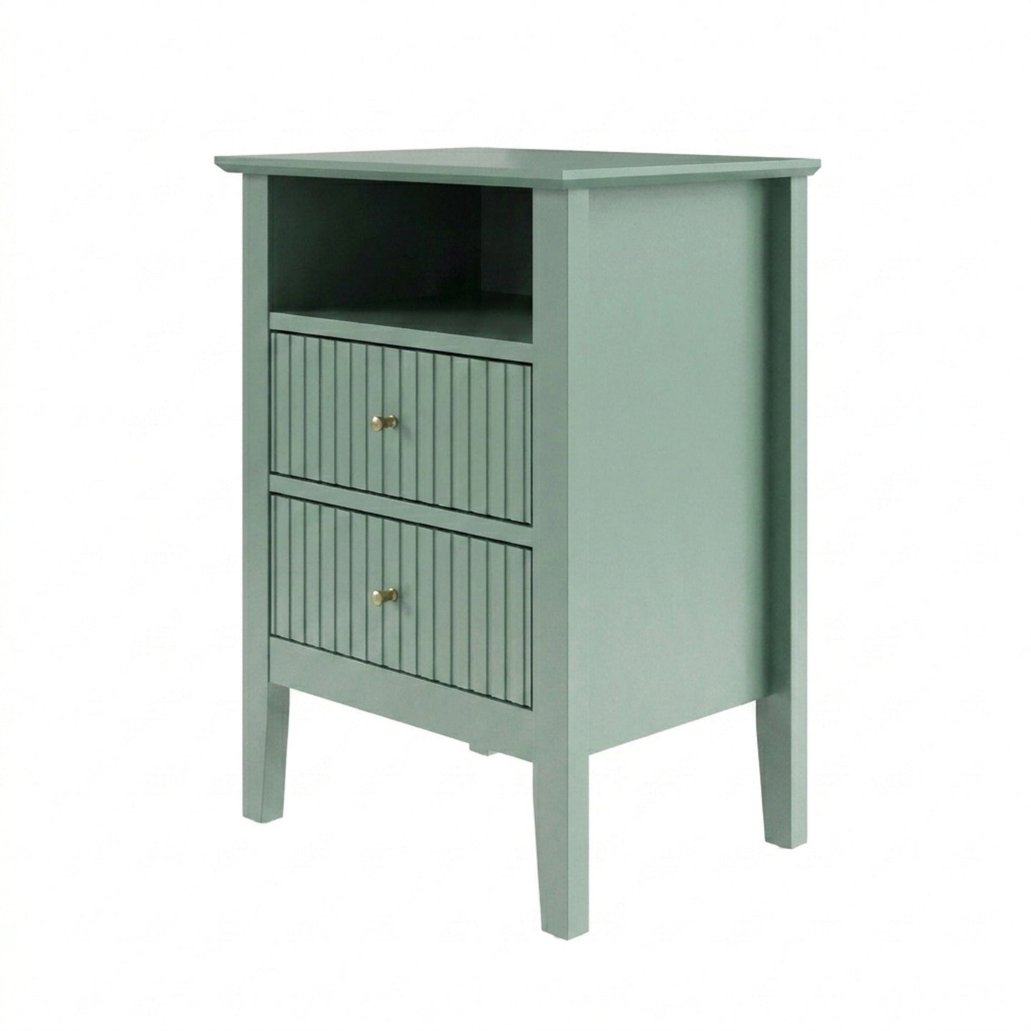 18" Green Fluted Nightstand