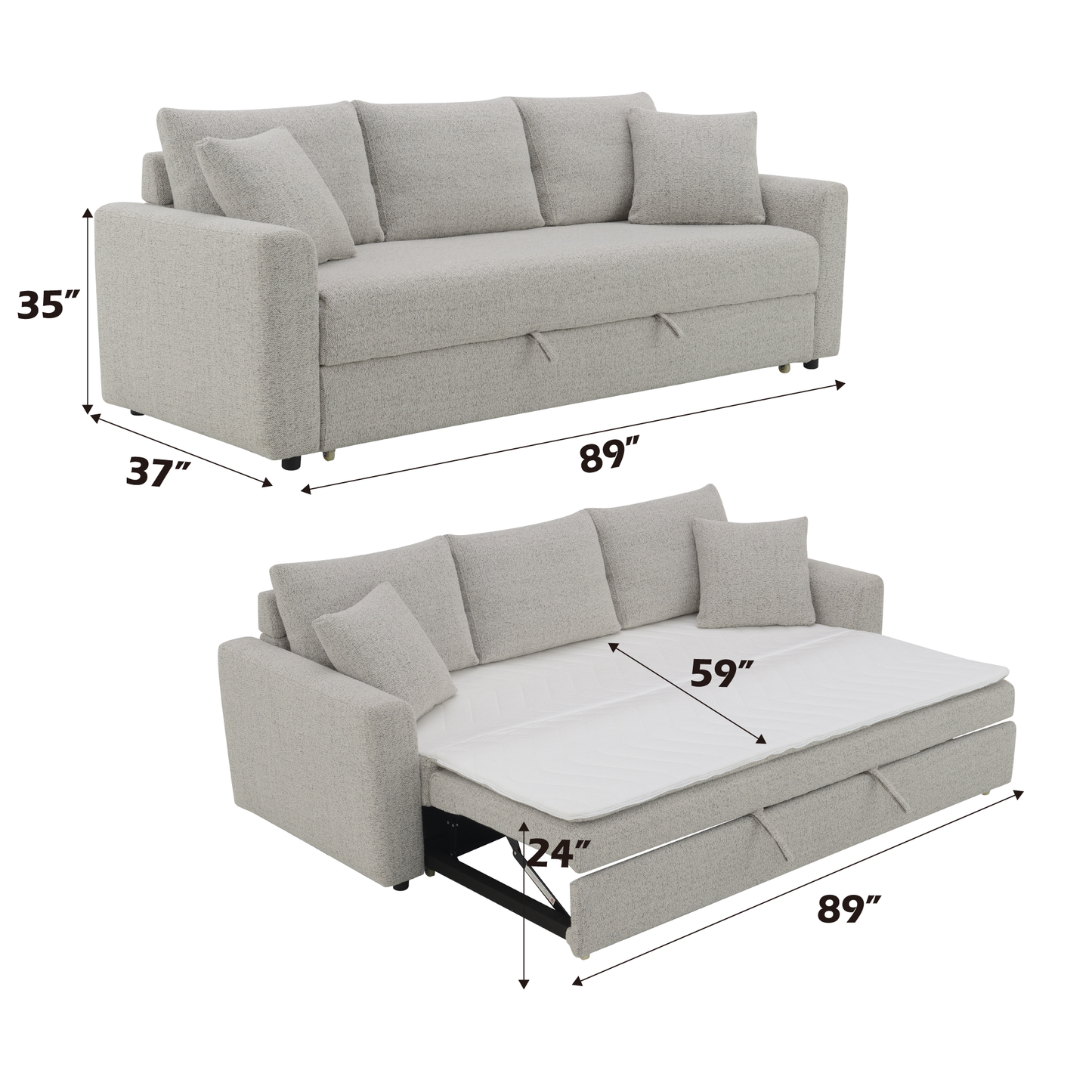 Connie Beige Boucle Sleeper Sectional