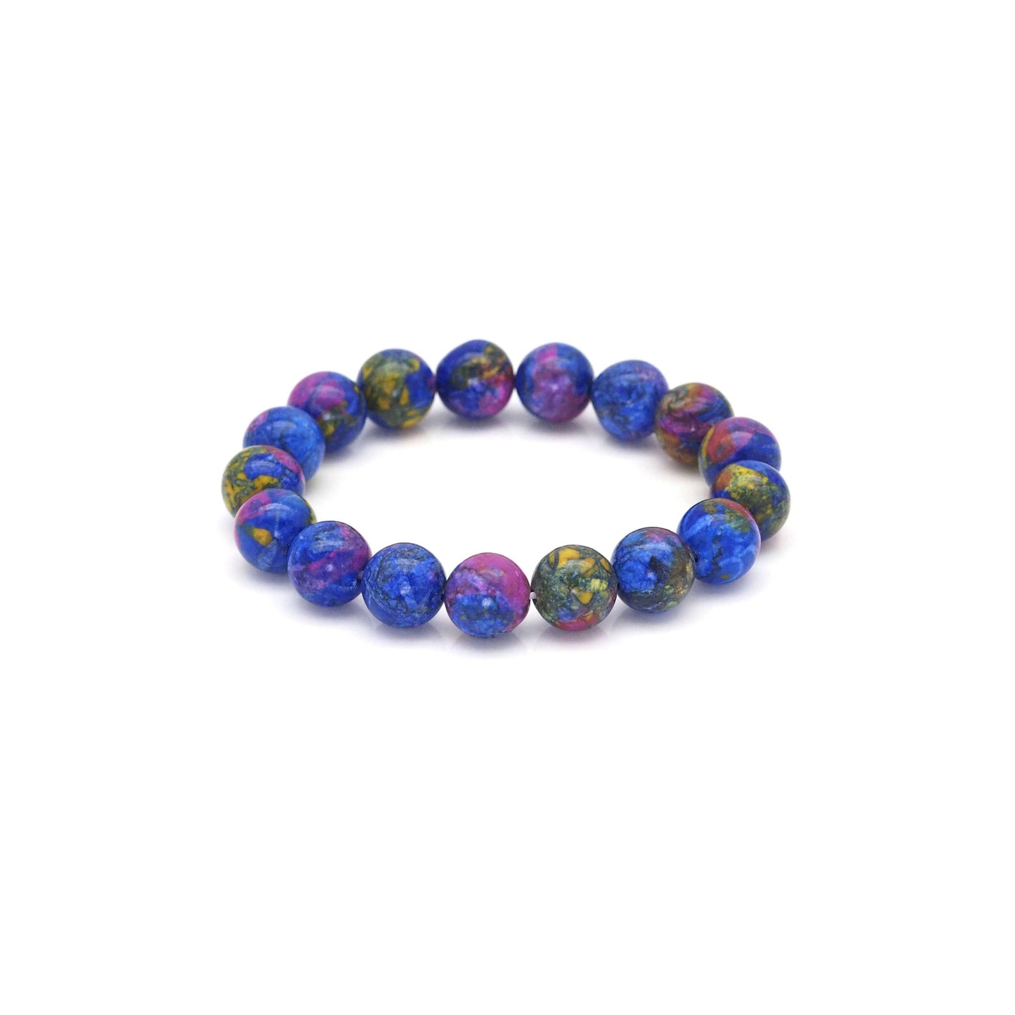 Galaxy Jade Round Smooth Stretchy Bracelet, Sku#U1723