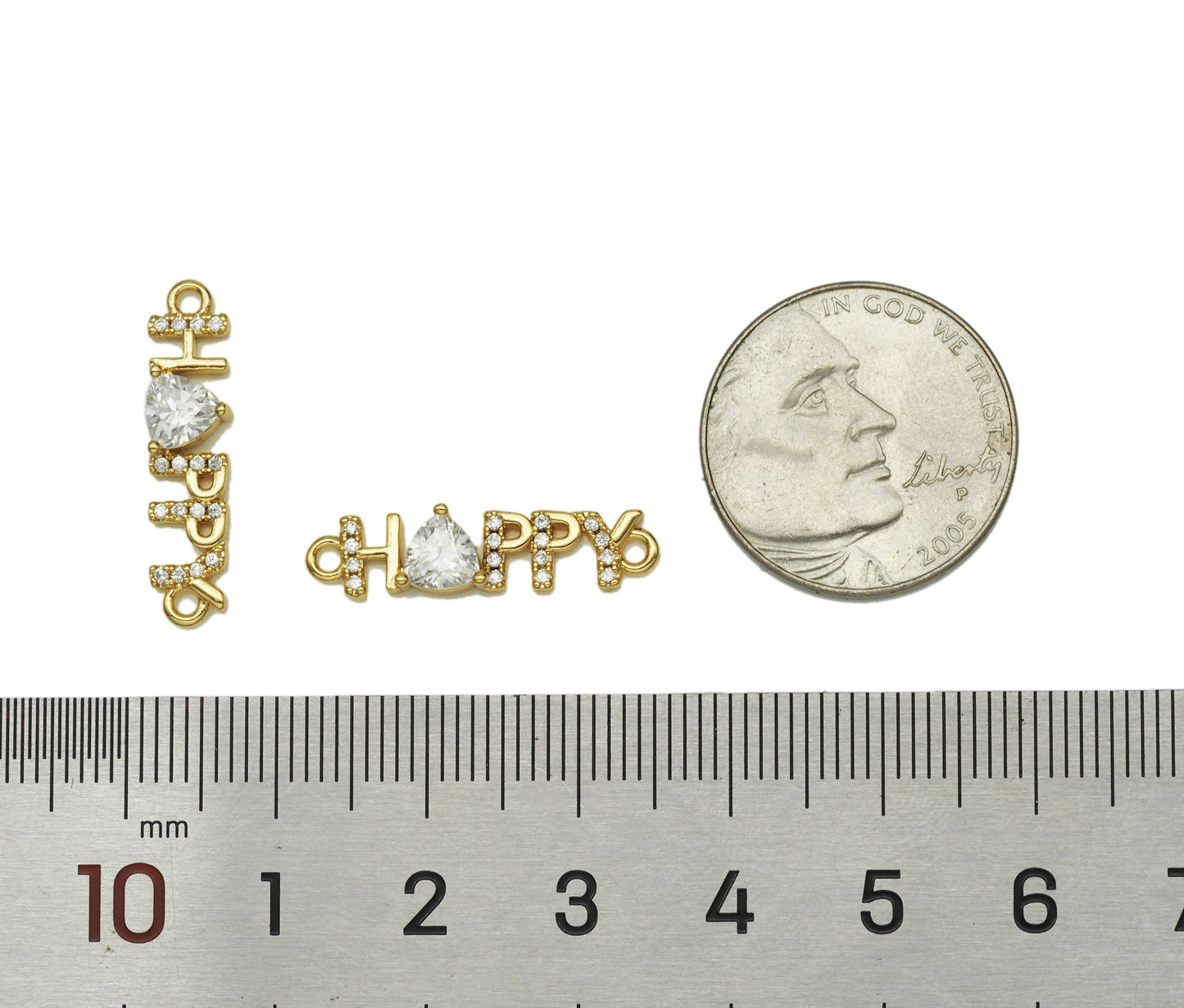 CZ Happy Word Shape Connector, Sku#LK601