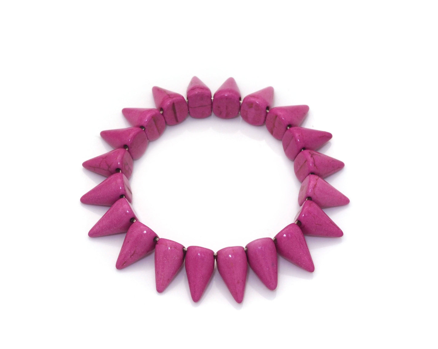 Fuchisa Turquoise Circular Cone Shape Stretch Adjustable Bracelate, Sku#U1457