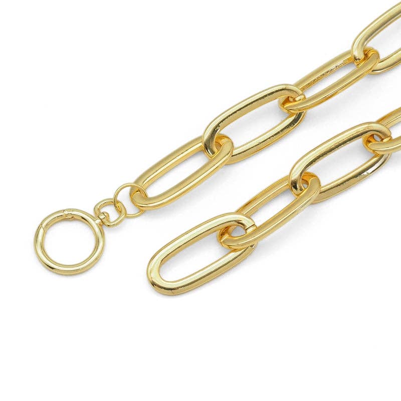 Silver Gold Oval Link Chain  Adjustable Necklace, Sku#Y833