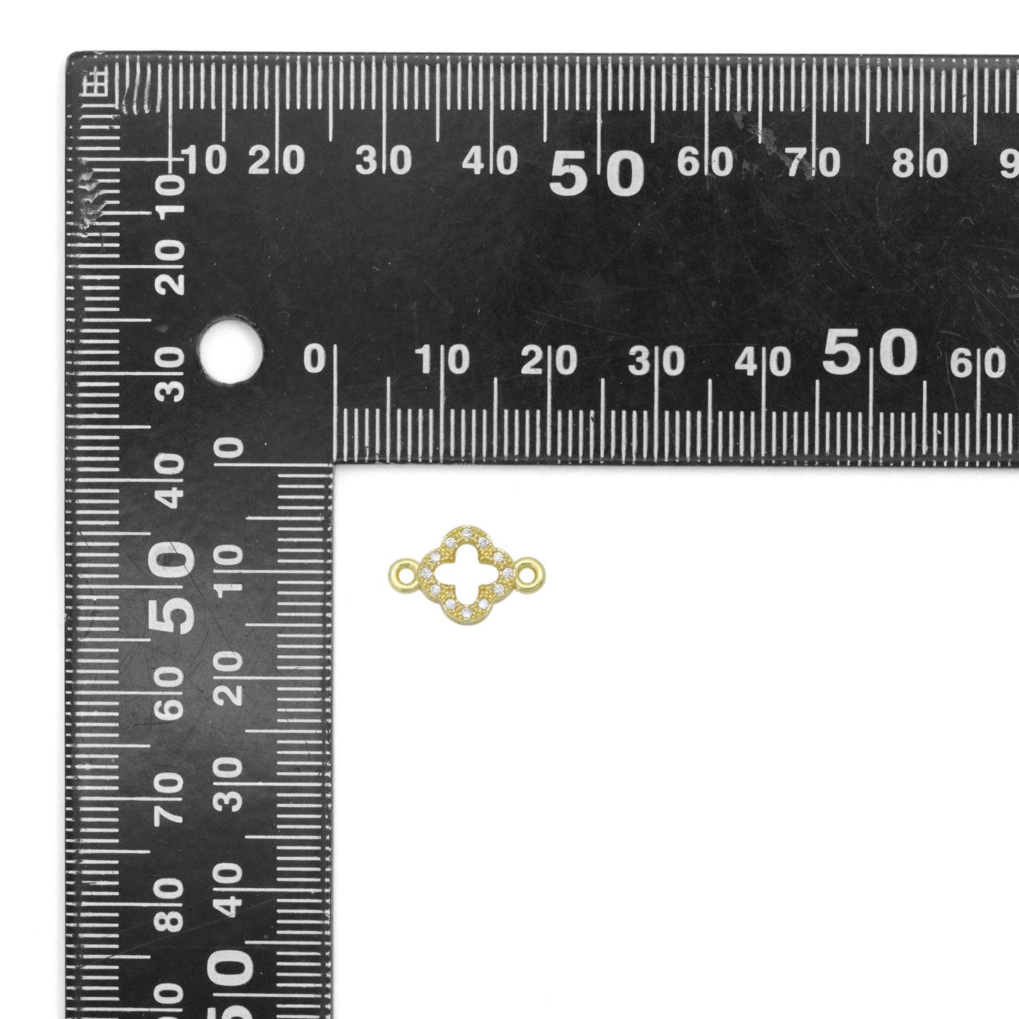 Clear CZ Gold Clover Flower Connecter ,Sku#LD738