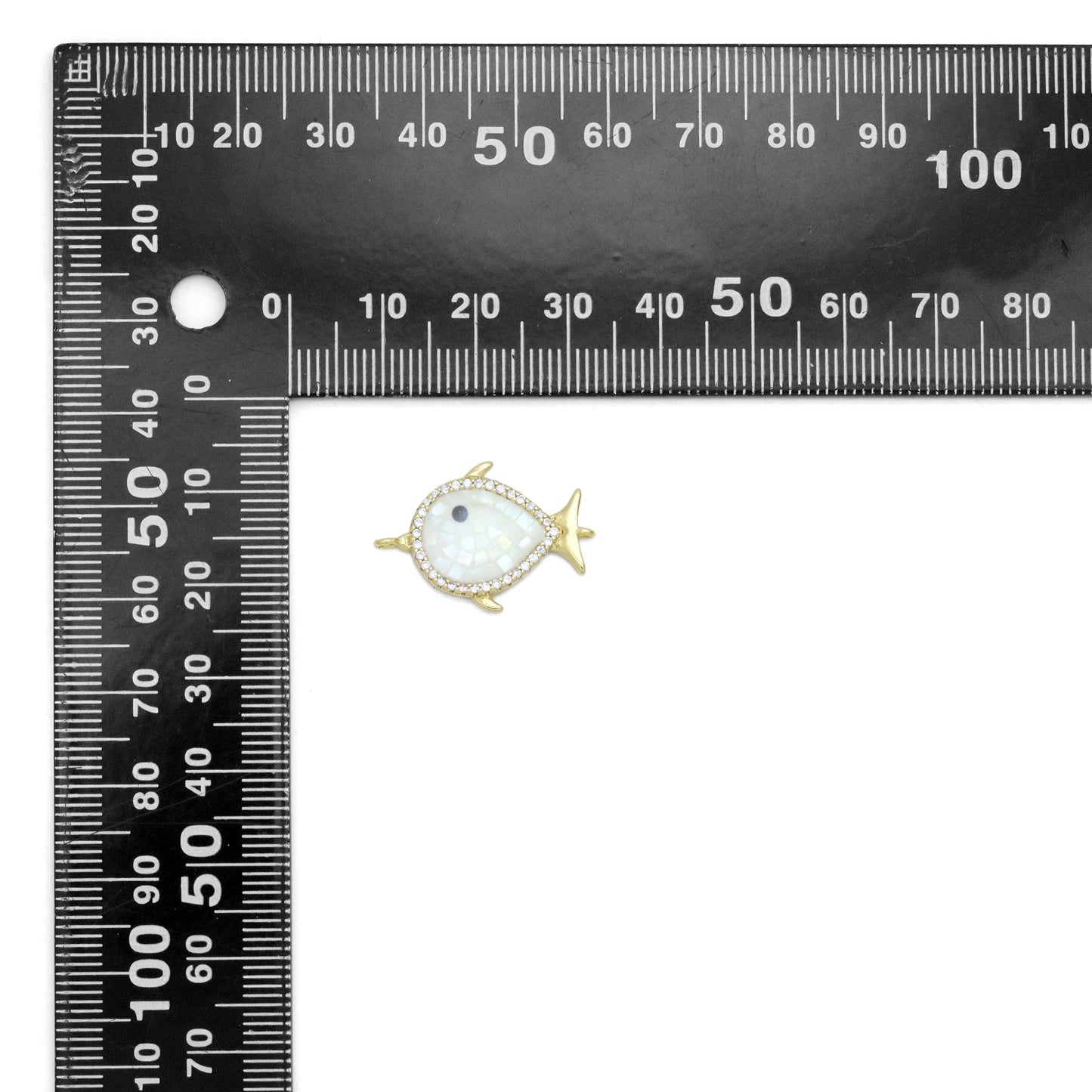White Mother-of-pearl Fish Connector Charm, Sku#WL3