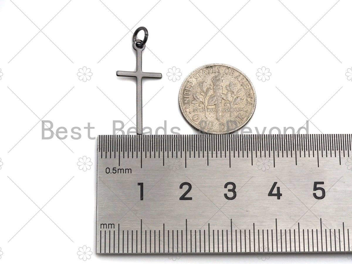 Gold/Silver/Rose Gold/Black Color Cross Charm Pendant, Cross Shaped Charm, 11x24mm, su#Y280
