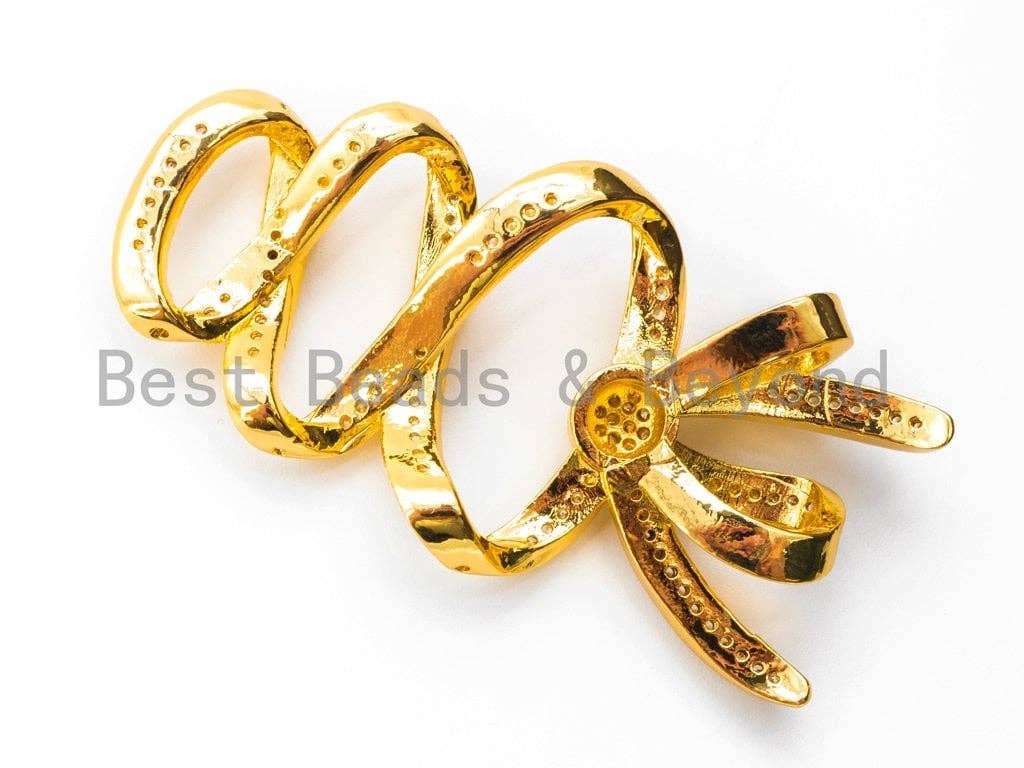 Large CZ Micro Pave Bow Pendant, sku#L171