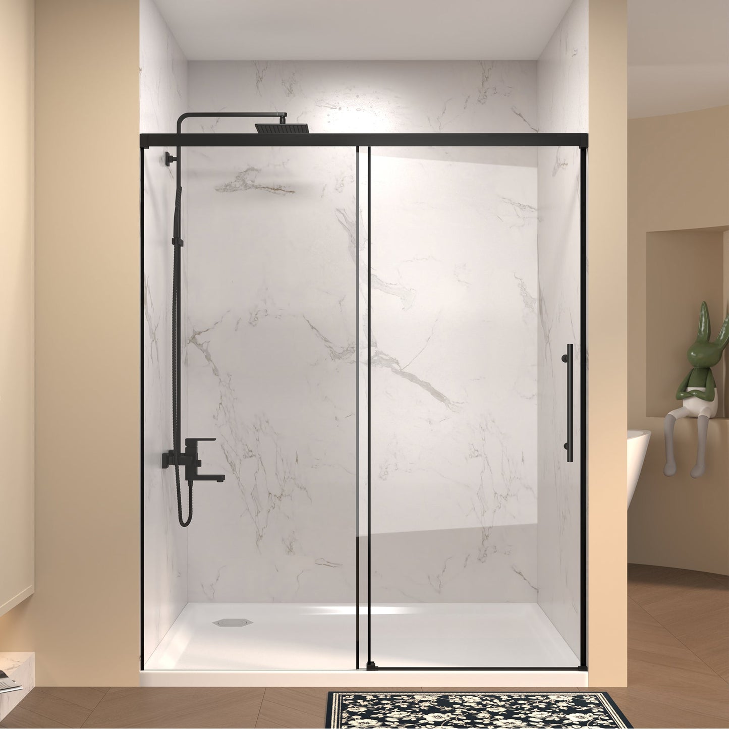 48" W × 72" H Single Sliding Shower Door