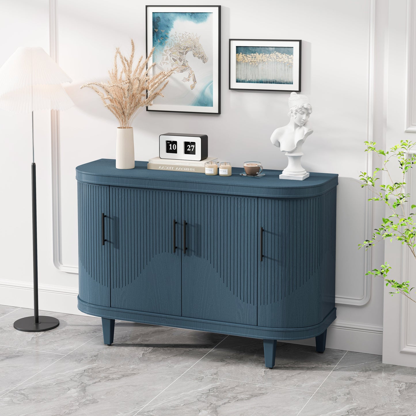 Modern Curved Sideboard 47.2-Inch Decorative Storage Cabinet