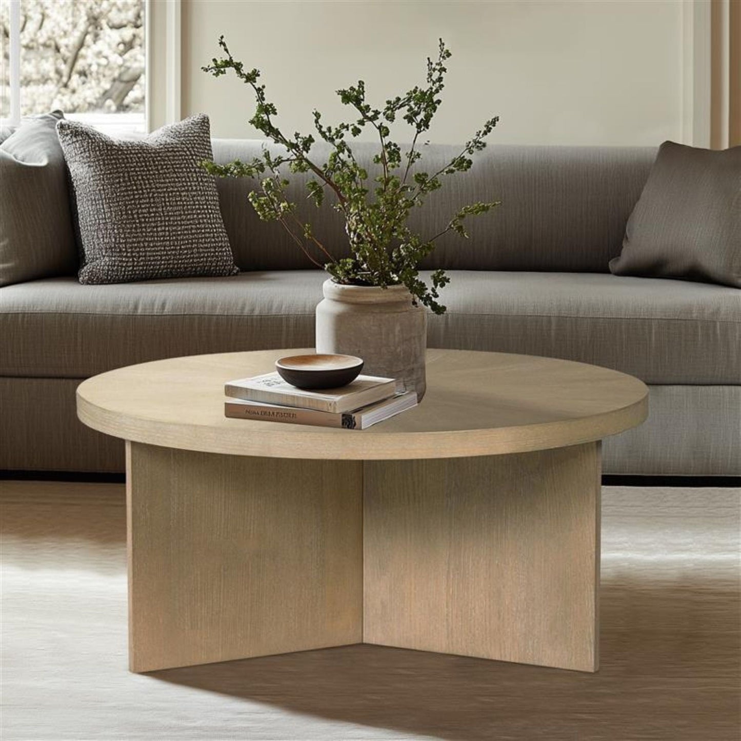 Round Coffee Table Reclaimed Greige