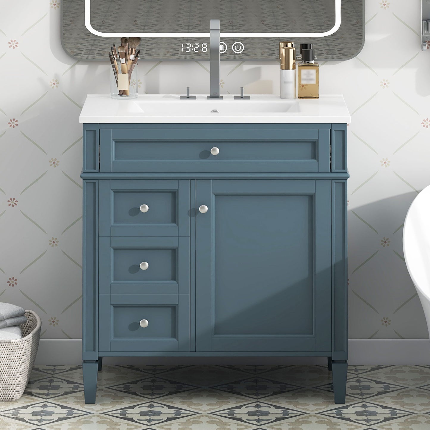Bathroom Vanity With Top Sink, Storage Cabinet - Blue