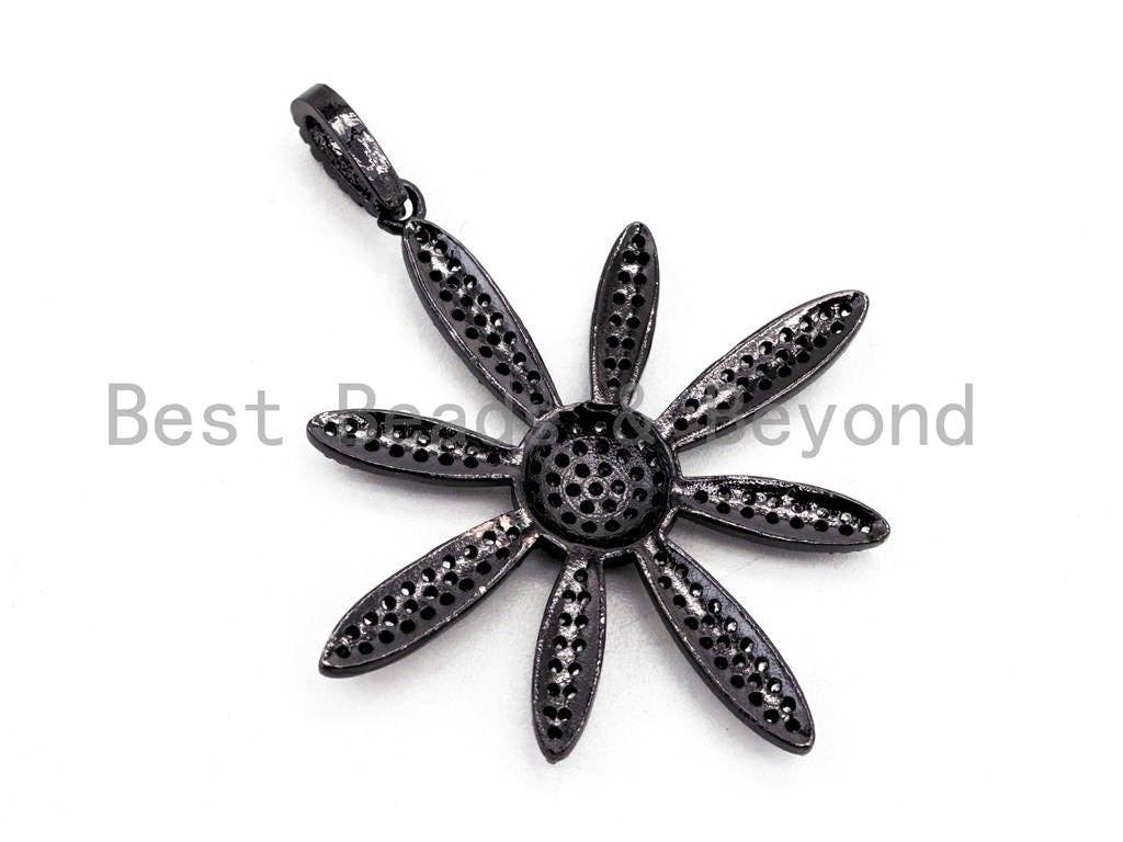 CZ Clear Micro Pave Flower Pendant, Sku#F407/B158