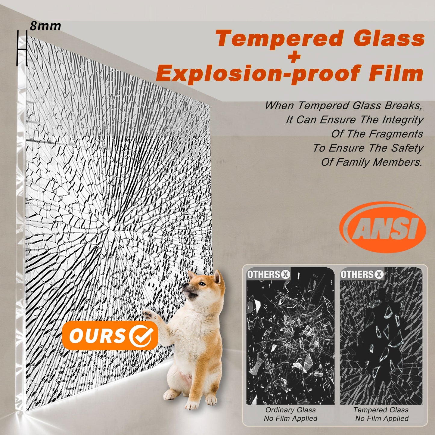 Frameless Sliding Shower Door - 76" H Clear Tempered Glass