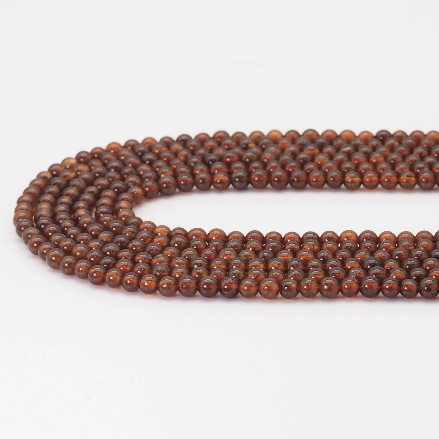 4mm Genuine Brown Garnet Round Smooth Beads, Sku#U1656
