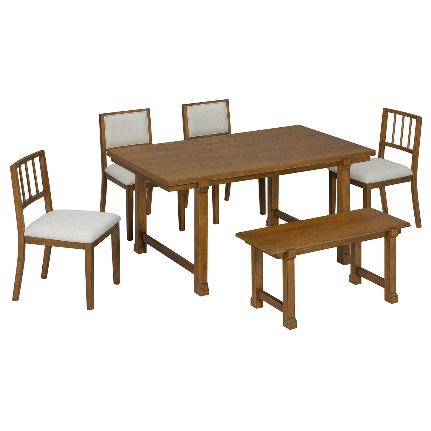 TREXM 6-Piece Farmhouse Dining Set for 6