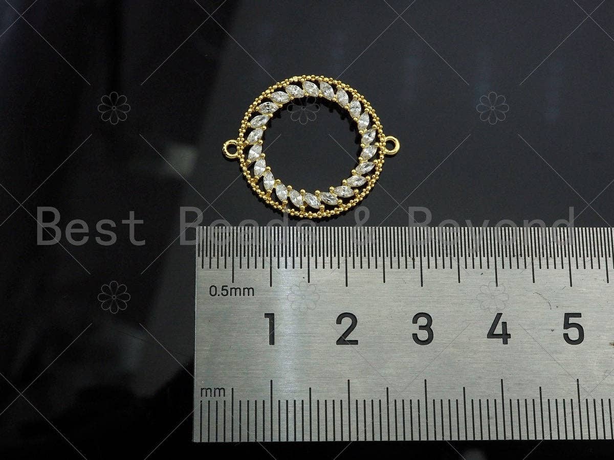 Gold Filled CZ Micro Pave Round Ring Shape Connector, 18K Gold Filled Charm, Necklace Bracelet Connector, 20x24mm,Sku#LK352