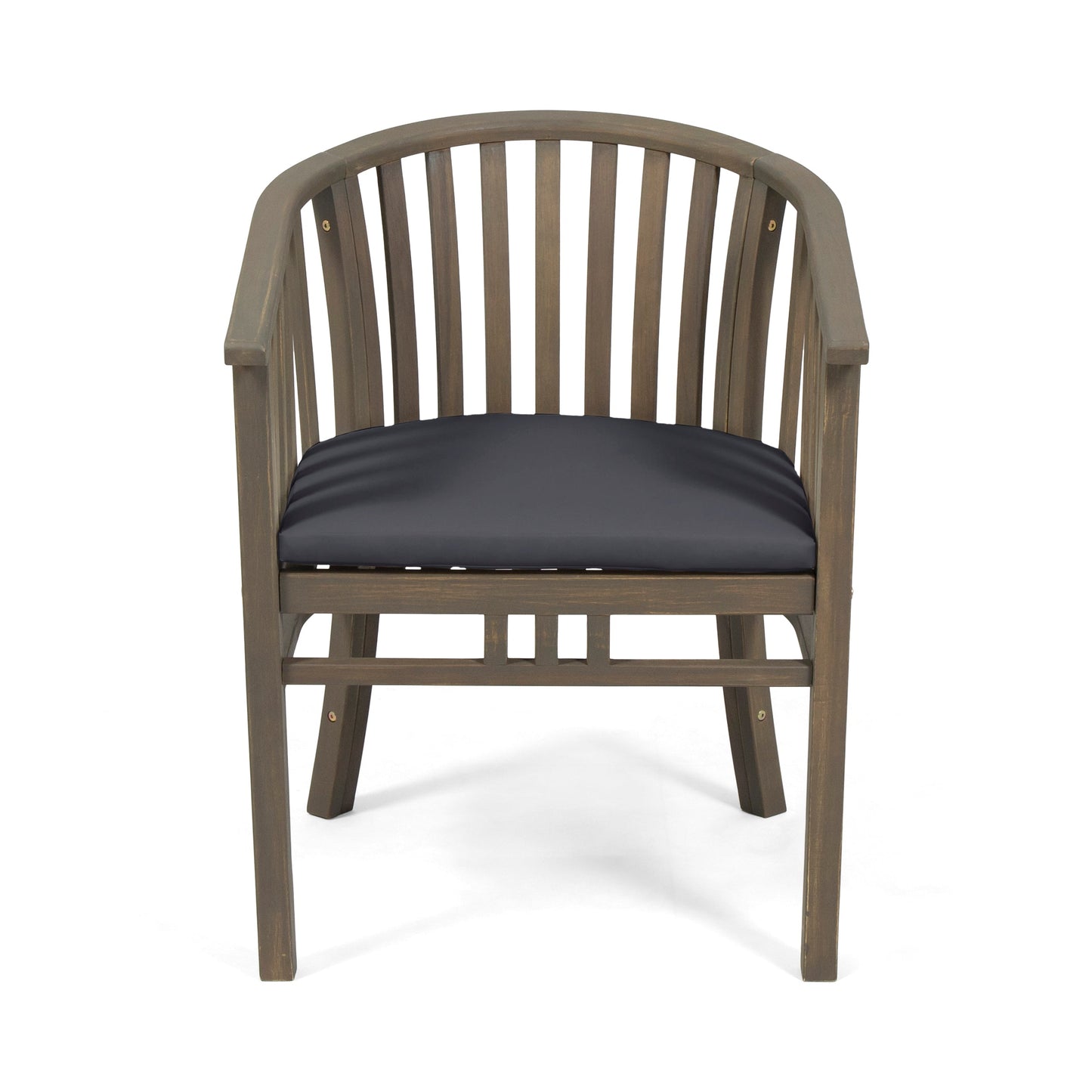 Outdoor Wooden Dining Chairs With Cushions, Set of 2, Dark