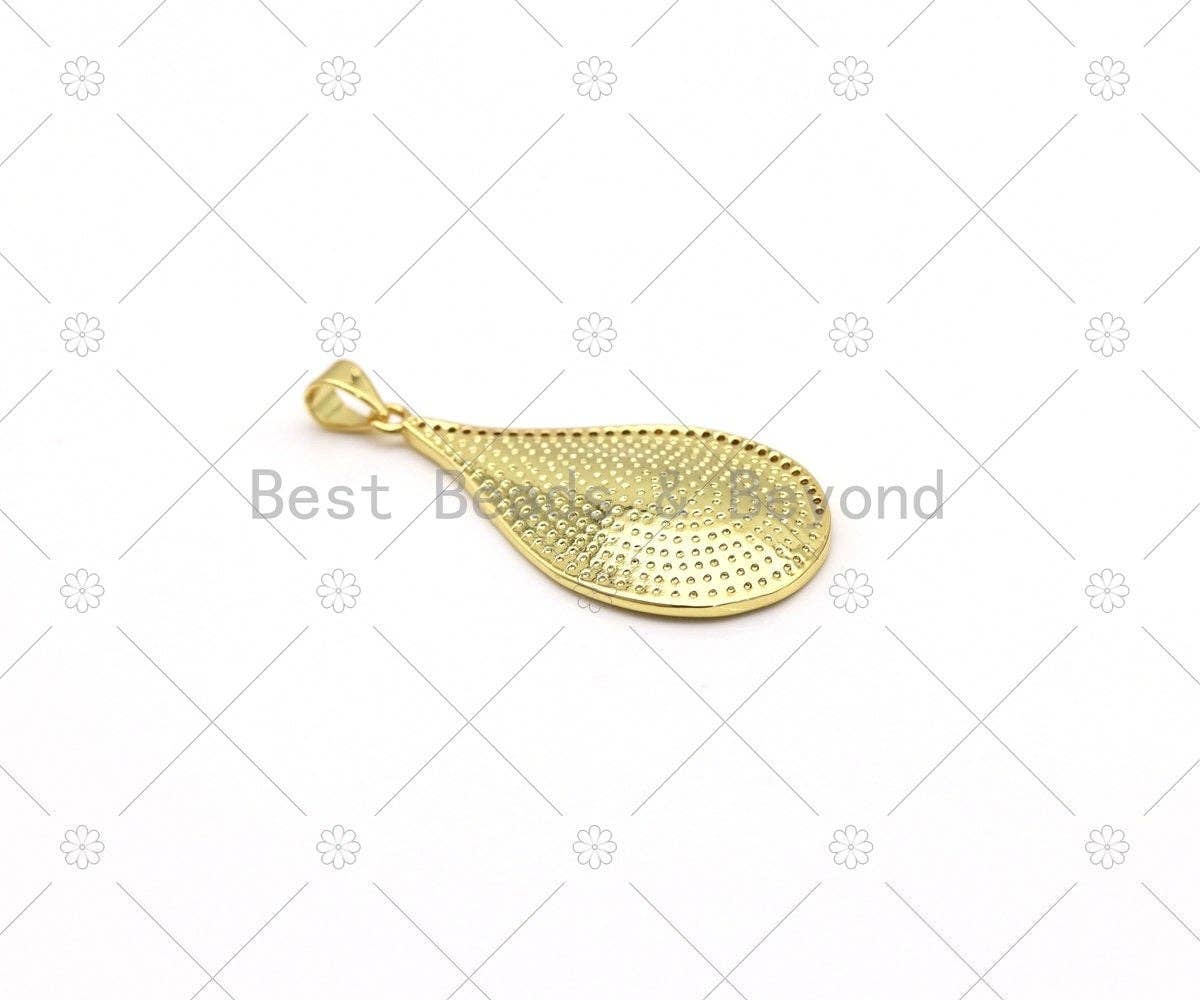 CZ Micro Pave Teardrop Spoon Shape Pendant, 18K Gold Filled Spoon Charm, Necklace Bracelet Charm Pendan,Sku#LK510