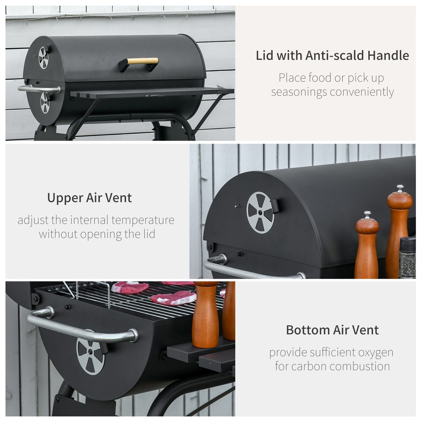 Outsunny 30" Portable Barrel BBQ Grill