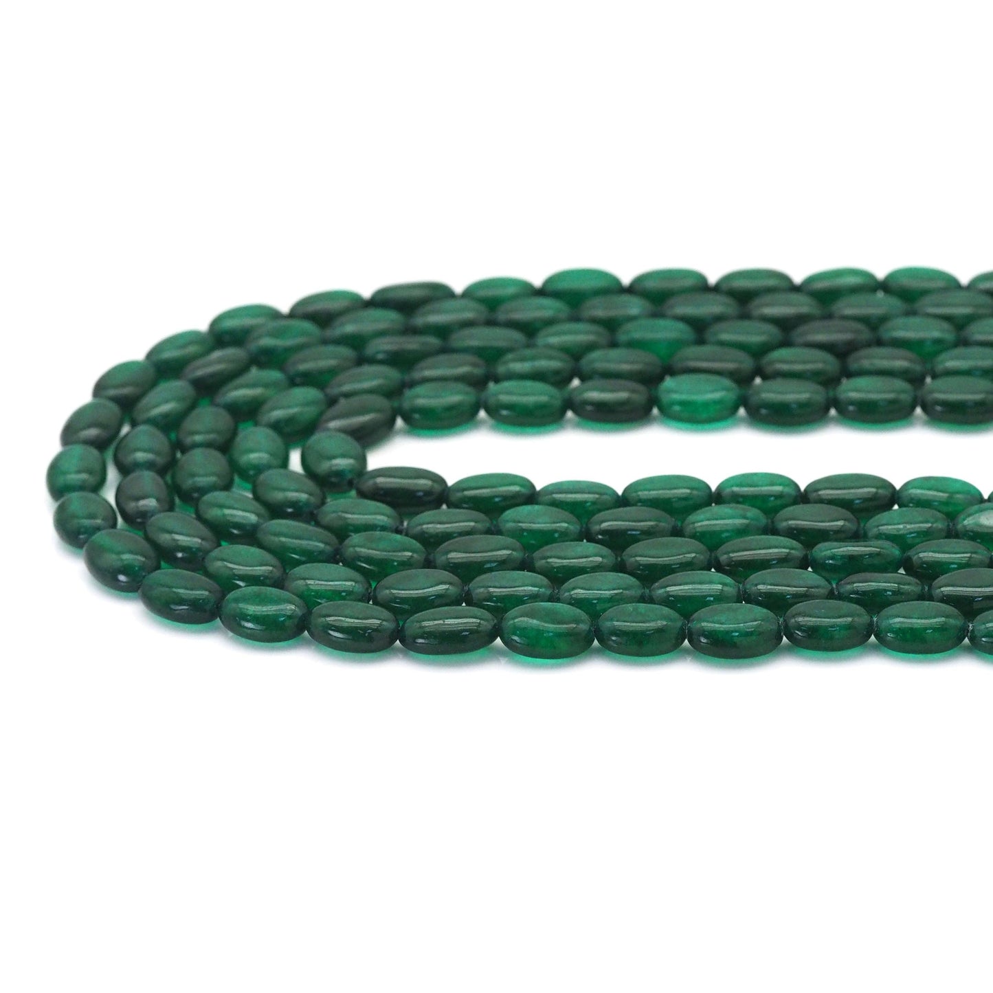 Emerald Jade in Flat Oval Smooth Beads, Sku#U1774