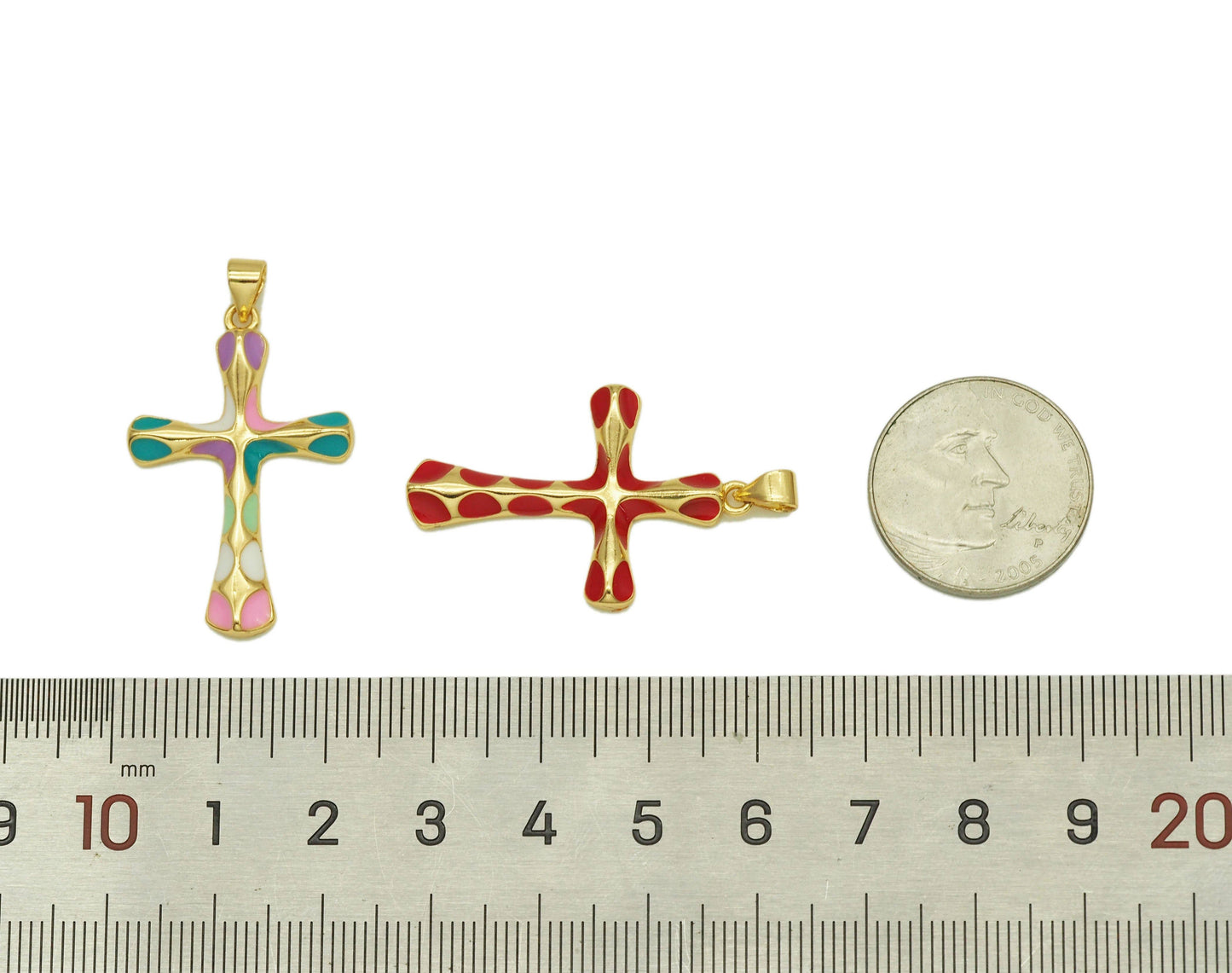 Enamel Cross Pendant, Sku#JL100