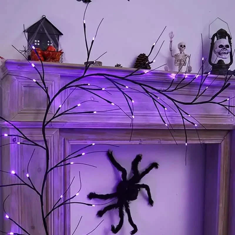 54LED Halloween Bat Decorative Branch String Lights, Wall-mounted Indoor Decorative String Lights