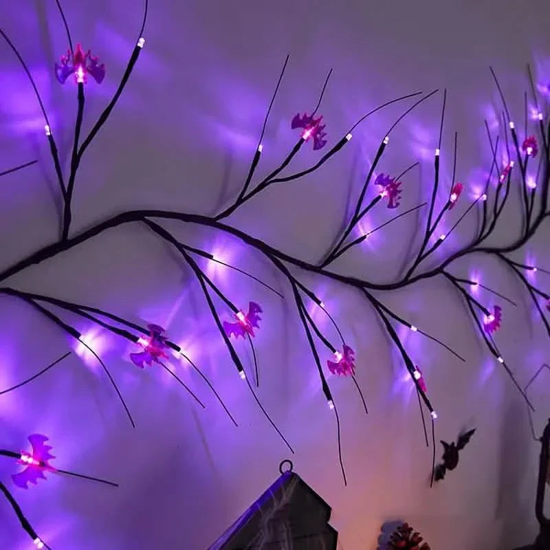 54LED Halloween Bat Decorative Branch String Lights, Wall-mounted Indoor Decorative String Lights