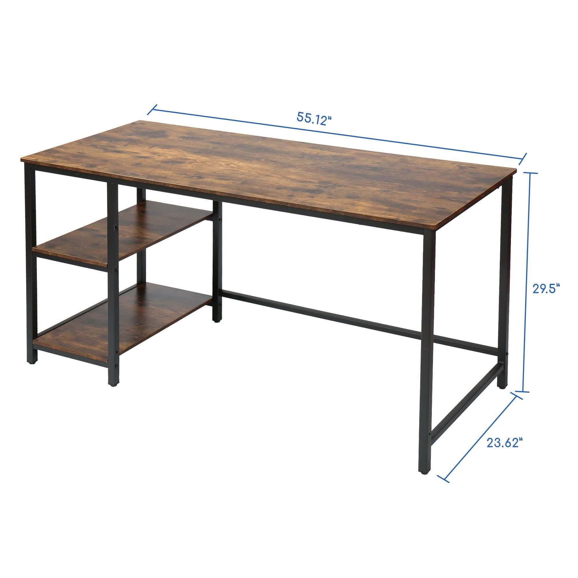 55" Rectangular Desk with Storage Shelves
