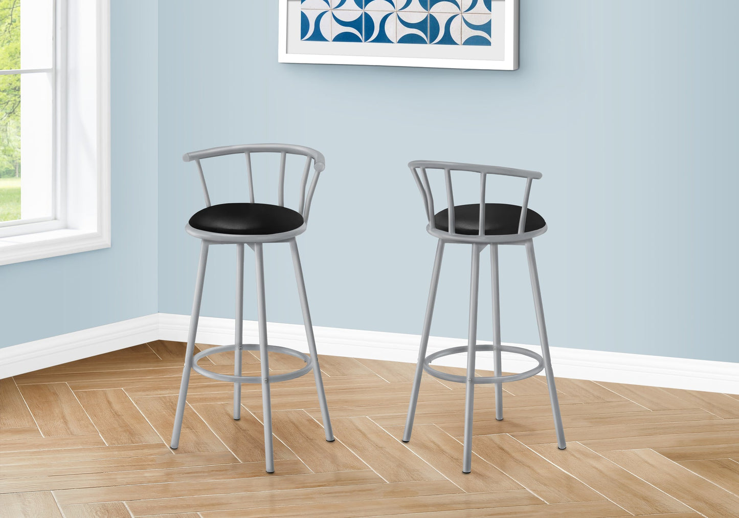 Barstool, Set Of 2, Swivel, Bar Height