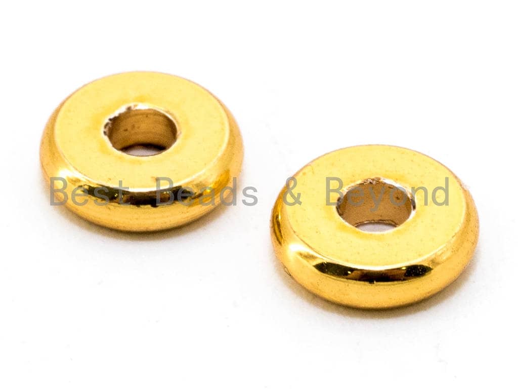 20pcs Rondelle Donuts Space Bead, 6mm/8mm/10mm Brass based, 24K Gold Silver Gunmetal Plated, Smooth finish,High quality,  SKU#C53